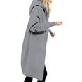 thumbnail image 2 of Usmixi Winter Sweatshirt Coat for Women Long Coat for Women Open Front Zipper Plus Size Hooded Sweater Outerwear Casual Solid Long Sleeve Fleece Overcoat Sweatshirt Coat, 2 of 7