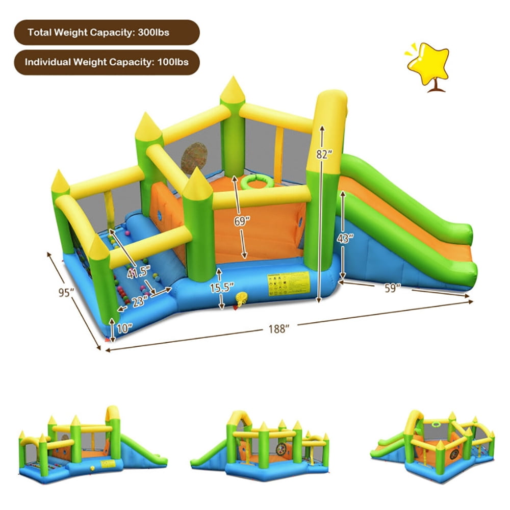 Aimee Lii Inflatable Ball Game Bounce House Without Blower, Playhouse for Kids Outdoor