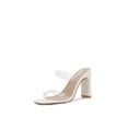 thumbnail image 3 of Women Double Strap High Chunky Heeled Slip On Slide Sandals (Double TPU White, 7), 3 of 4