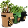 thumbnail image 1 of Paquete de 3 bolsas de cultivo de patatas, 7 galones de aireación, tela impermeable, maceta de patatas dulces, ventana de cosecha, caja de cultivo de maní vegetal, maceta para vivero G, 1 of 5