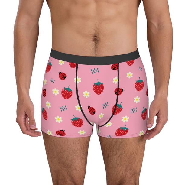Fotbe Strawberry and Ladybugs Calzoncillos Tipo Boxer con Bolsa de Soporte Total para Hombre, X-Temp Fresco, Transpirable y de Secado Rápido-X-Large