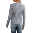 thumbnail image 6 of Women's Classic-fit Lightweight Cable Long Sleeve Mockneck Loose Casual Sweater Jumpers, 6 of 6