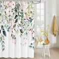 thumbnail image 4 of Fabric Shower Curtain, Green Leaves Farmhouse Pink Floral Sage Eucalyptus Leaf Bathroom Curtain with 12 Hooks Waterproof No Bad Odor Machine Washable Bath Curtains for Bathroom, Spa Room, 60"x72", 4 of 6