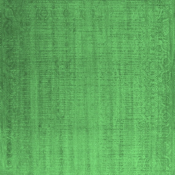 Ahgly Company Indoor Square Oriental Emerald Green Industrial Area Rugs, 5' Square