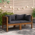 thumbnail image 1 of vidaXL Canapés d'Angle 2 Pcs avec Coussins Gris Foncé en Bois d'Acacia Massif, 1 of 5