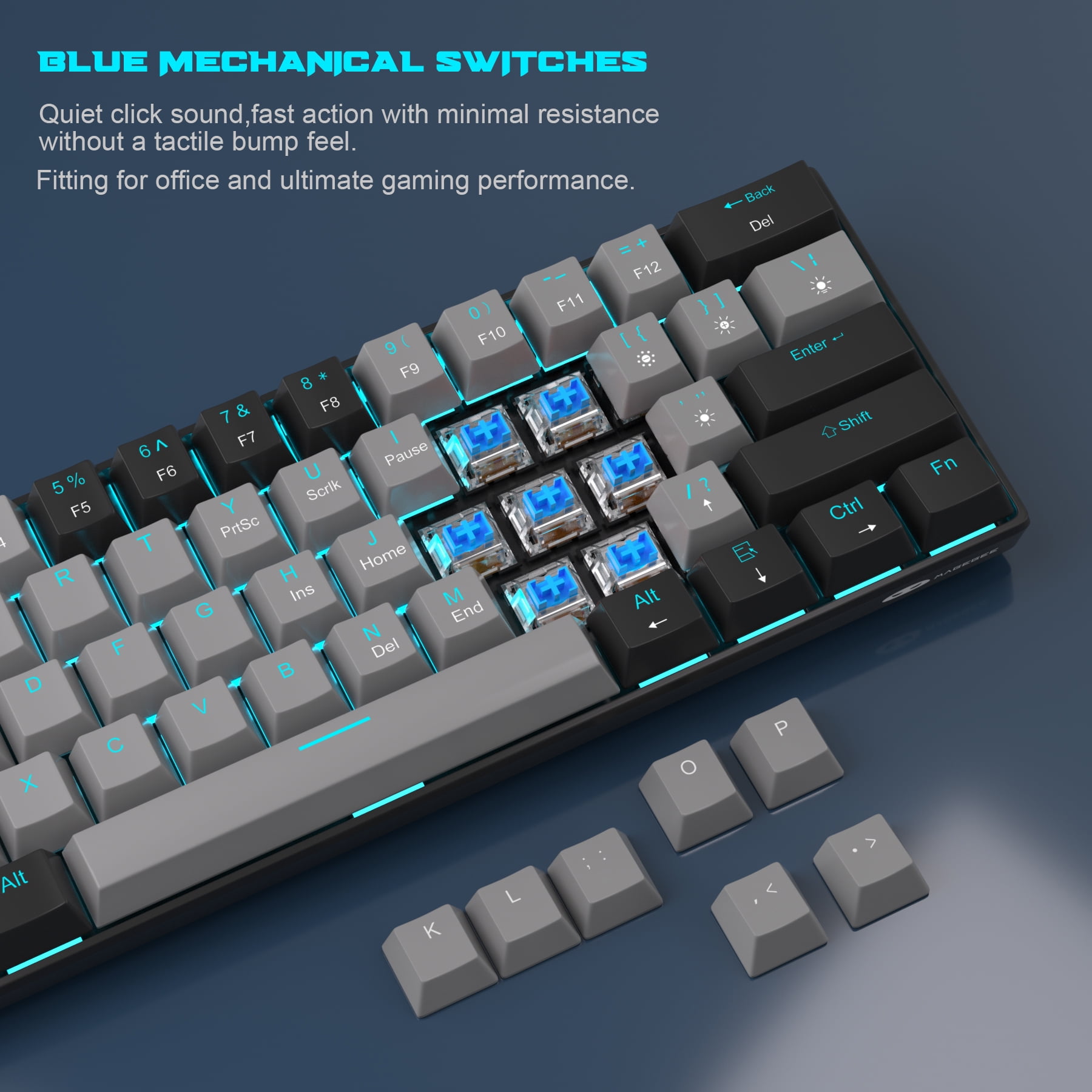 MageGee Mini USB Type C Mechanical Gaming Keyboard, Multicolor