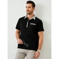 thumbnail image 5 of Demotime Men's Polo Shirts Casual Button-Down Shirts Short Sleeve Polo Shirts Black S Contrast Turndown Collar T Shirts Golf Solid Classic Stylish Tops, 5 of 7