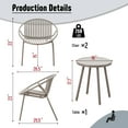 thumbnail image 2 of Werph Patio Furniture Set 3 Pieces, Outdoor Furniture with Bistro Table and Patio Chairs Set of 2, Resin Patio Furniture, Balcony Furniture Conversation Set for Garden Pool, 2 of 8