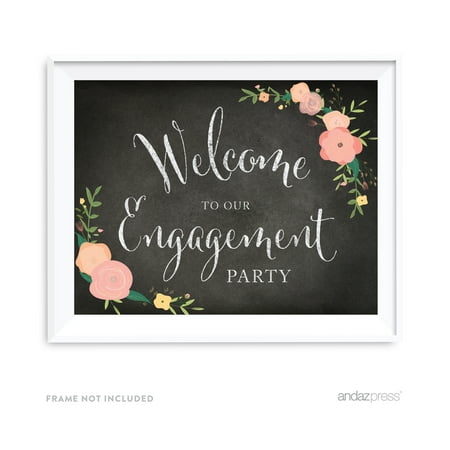 Welcome To Our Engagement  Party  Chalkboard Floral Roses 