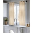 thumbnail image 5 of Orange Brown Sheer Curtains 45 Inch Length 2 Panels Set for Living Room/Bedroom, Modern Abstract Art Ombre Striped Kitchen Curtains Grommet Semi-Sheer Curtains Drapes Window Treatments 42"x45"x2, 5 of 7