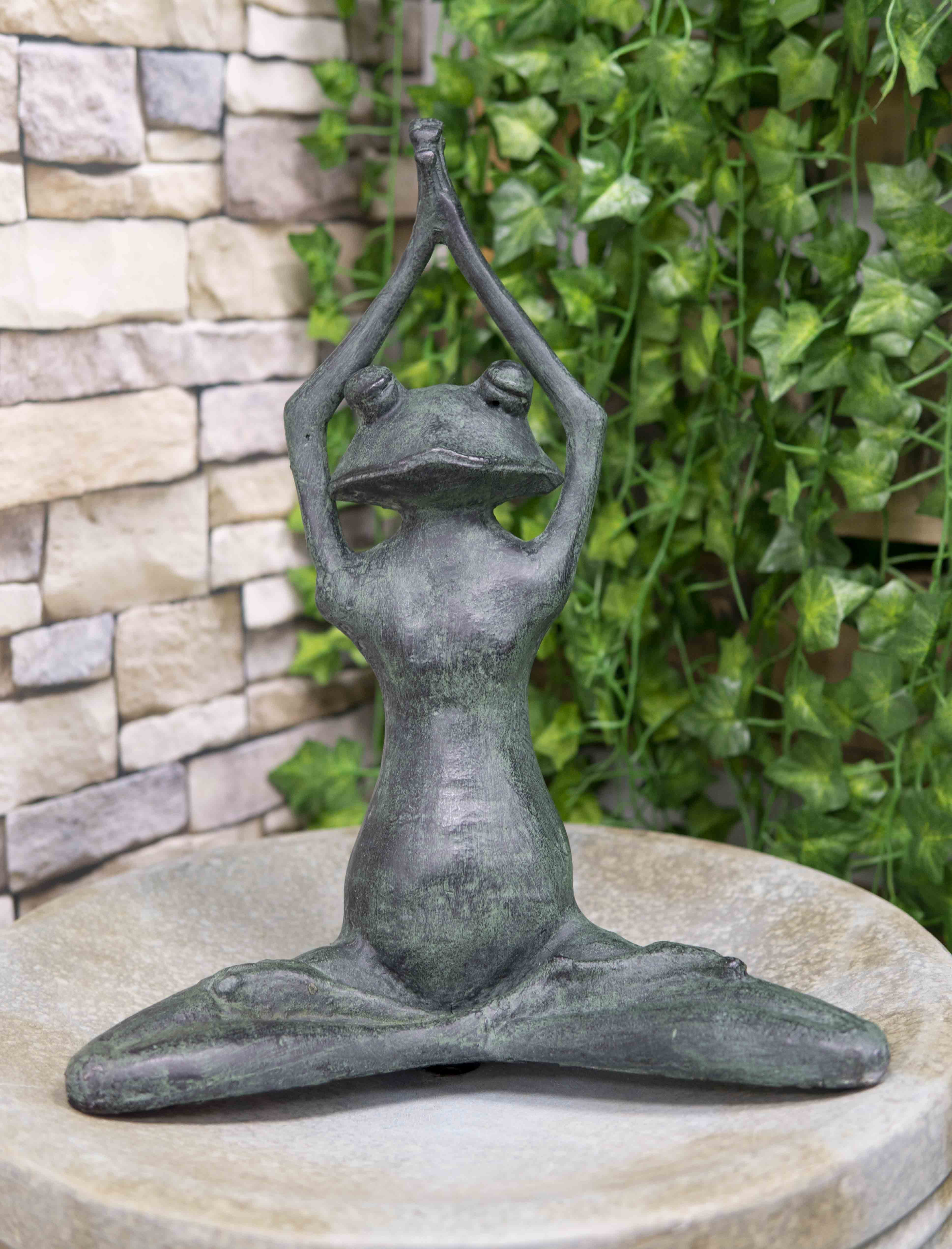 Large 16.5"H Aluminum Meditating Yoga Frog Toad Garden Patio Outdoor