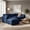Blue, variant on Aiho 110" Modular Corduroy Sofa with Movable Ottoman, Double Layer Seat Cushion, Adjustable Lumbar Support, Machine Washable Cover - Green
