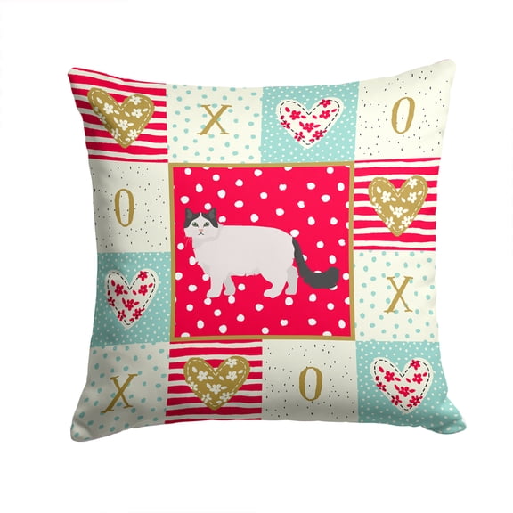 Ragamuffin 1 Cat Love Fabric Decorative Pillow Red