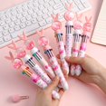 thumbnail image 3 of Bolígrafos de tinta de Gel mecánicos para niños, suministros de escritura de dibujos animados Kawaii, conejo rosa, 10 colores, escuela, oficina, accesorios, regalo, premios, 3 of 4