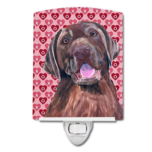 Carolines Treasures SC9253CNL Labrador Chocolate Hearts Love Valentines Day Ceramic Night Light