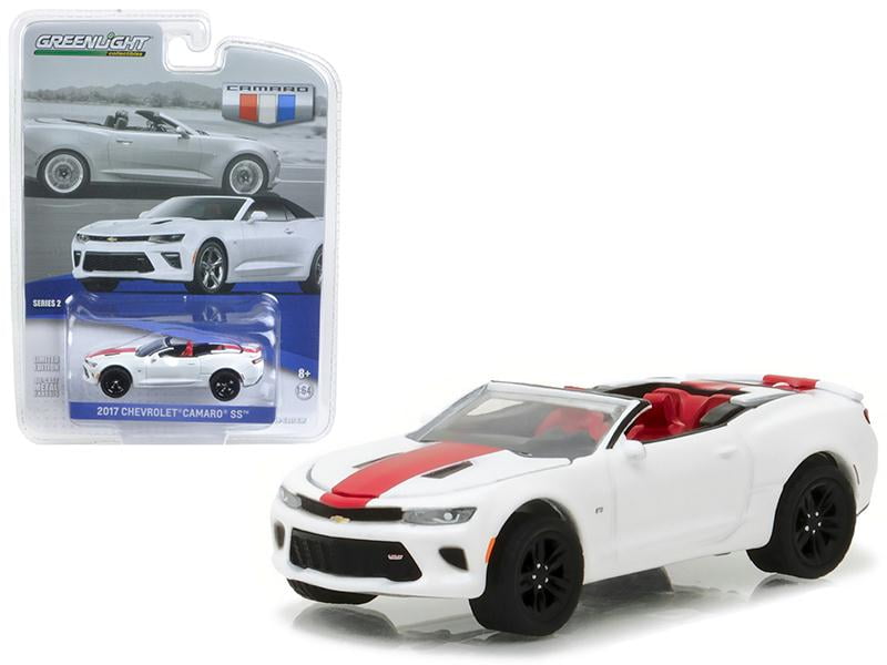 2017 Chevrolet Camaro SS Convertible Summit White with Red Stripe 1/64 Diecast Model Car by