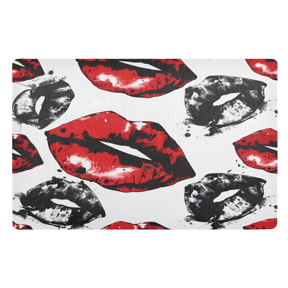 Ryvnso Red Lip Door Mats Outdoor Indoor Entrance Low Profile Floor Rugs 32"x20" Carpet