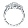 thumbnail image 4 of BERRICLE Sterling Silver Flower Cubic Zirconia CZ Statement Vintage Inspired Art Deco Cocktail Fashion Ring for Women, Rhodium Plated Size 4, 4 of 9