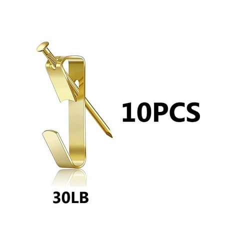 

Picture Hangers (30lbs-10pcs) Picture Hooks with Nails Professional Picture Hanging Kit on Wooden/Drywall for Canvas Office Pictures Clock House Decoration