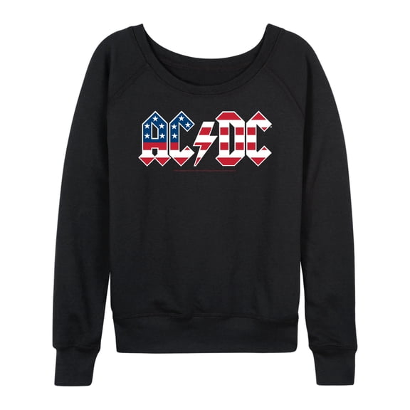 AC/DC - Americana Logo Lightweight French Terry Wide Neck Long Sleeve Graphic Shirt