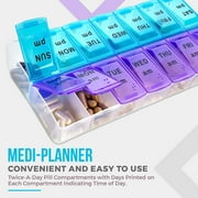 MEDca Weekly Pill Organizer, AM/PM-Twice a Day, Multicolor