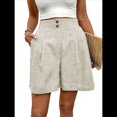 thumbnail image 2 of Pantalones Cortos de de Cintura Alta y Pierna con Bolsillos para Mujer, de Verano Albaricoque M, 2 of 7