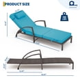 thumbnail image 2 of Set of 2 Outdoor Rattan Chaise Lounge Chairs, 5-Position Adjustable Recliners with Cushions & Wheels – All-Weather Patio Loungers for Backyard, Poolside – Peacock Blue / Red / Brown+Off-White, 2 of 9