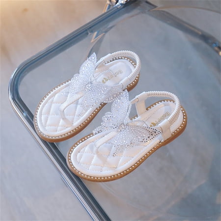 

Hawee Girls Beautiful Translucent Rheinstone Studded Butterfly Flip-flop Shoes JW293 Size 7.5-13.5