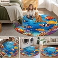 thumbnail image 6 of Colorful Fish Round Area&nbsp;Rug 6ft Bubble Seagrass Coral Non-Slip&nbsp;Washable Circle Rugs Soft Felt Indoor Floor Mat for Bedroom Kitchen Living Room Bathroom, 6 of 9