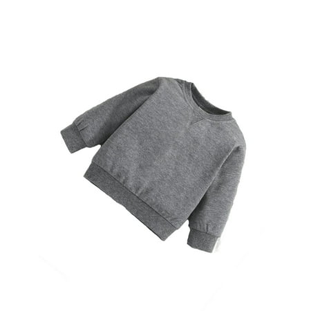 

Plain Round Neck Pullovers Long Sleeve Dark Grey Baby Sweatshirts (Baby s)