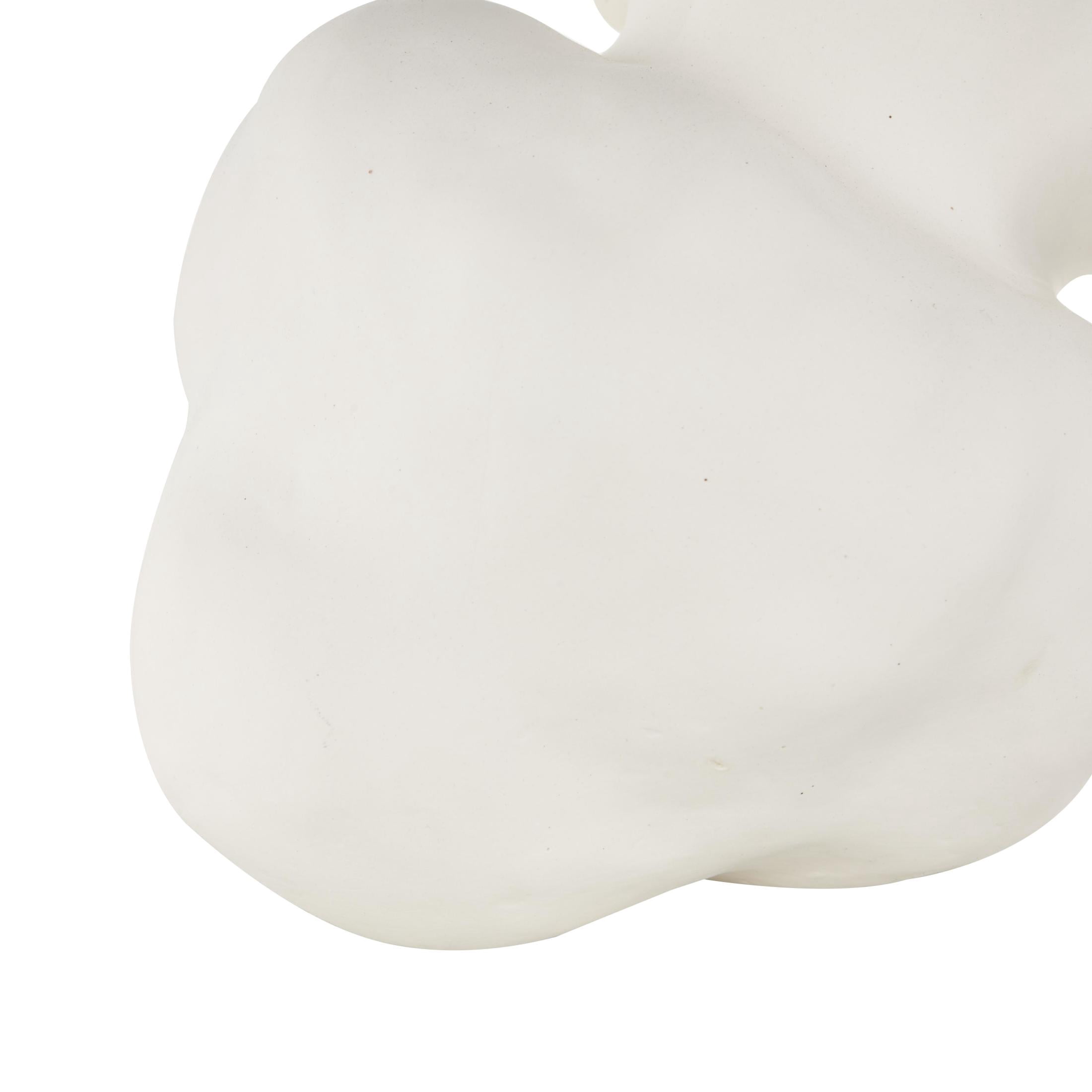 DecMode 9" Abstract Wide Rounded Floral Shaped White Ceramic Vase with Petal Rim