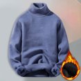 thumbnail image 4 of comerut Men Winter Sweater Knitting Turtleneck Fleece Solid Color Thicken Keep Warm Neck Protection Plus Size Pullover Spring Sweater Male Clothes, 4 of 8