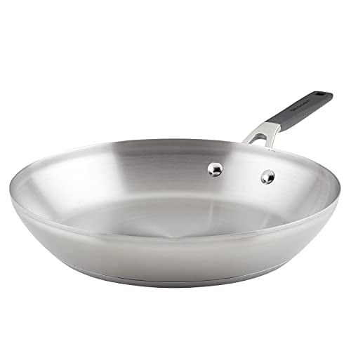 KitchenAid Poêle/poêle à Frire en Acier Inoxydable, 12 Pouces, Acier Inoxydable Brossé