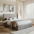 thumbnail image 3 of Amolife Queen Size Upholstered Lift up Storage Platform Bed Frame with Fabric Button Tufted Wingback Headboard, Beige, 3 of 13