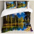 thumbnail image 3 of Mountain Duvet Cover Set Twin Size, Snow Covered Alps Peaks Covered with Fir Trees in Lake Natural Paradise, Decorative 2 Piece Bedding Set with 1 Pillow Sham, Green White Blue, by Ambesonne, 3 of 3
