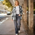 thumbnail image 7 of SUNBS Plaid Flannel Shackets for Women Long Sleeve Button Down Shirts Fall Coats Fashion Jackets, 7 of 7