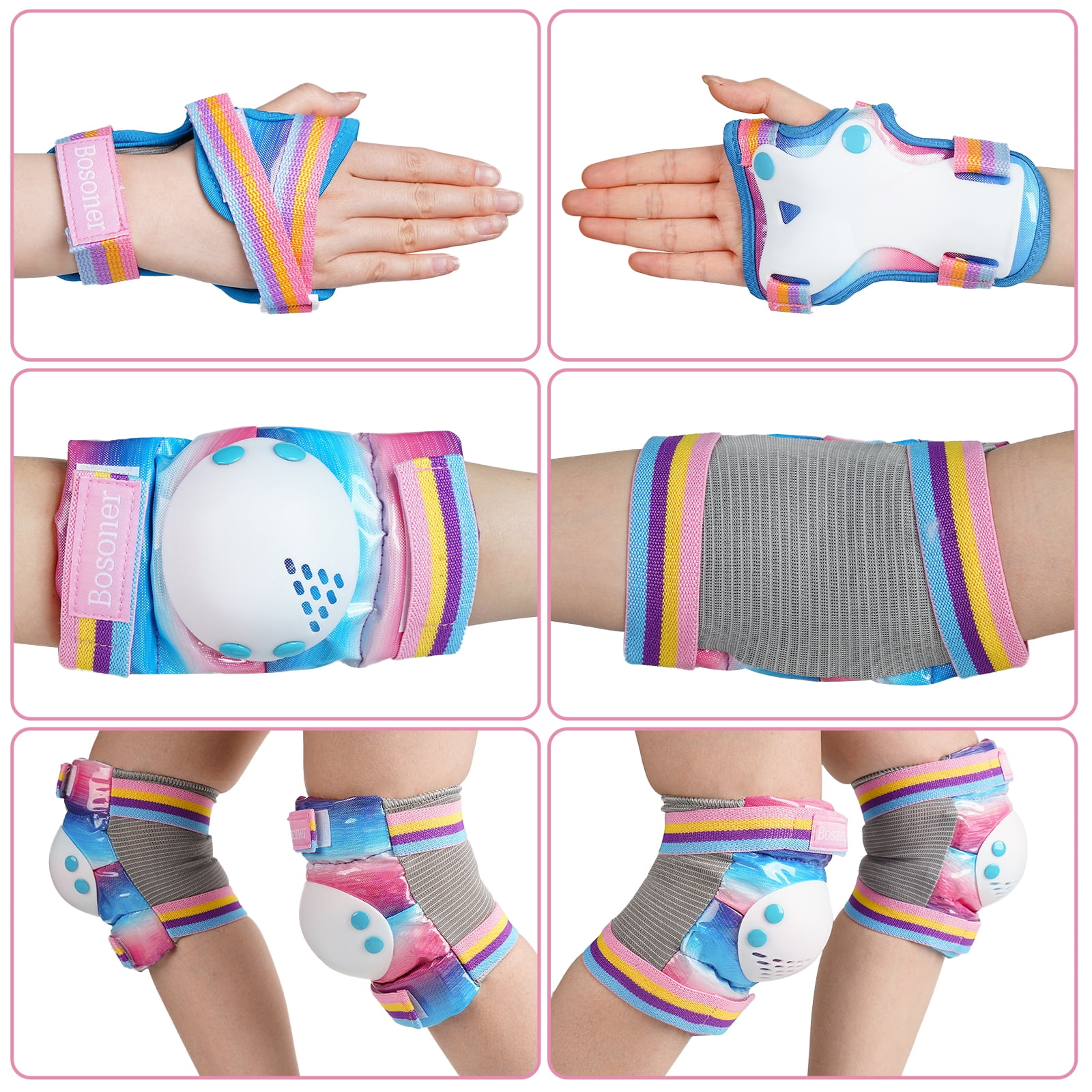 BOSONER Kids/Youth Knee Pad Elbow Pads for Roller Skates Cycling BMX Bike Skateboard Inline Rollerblading, Skating Skatings Scooter Riding Sports
