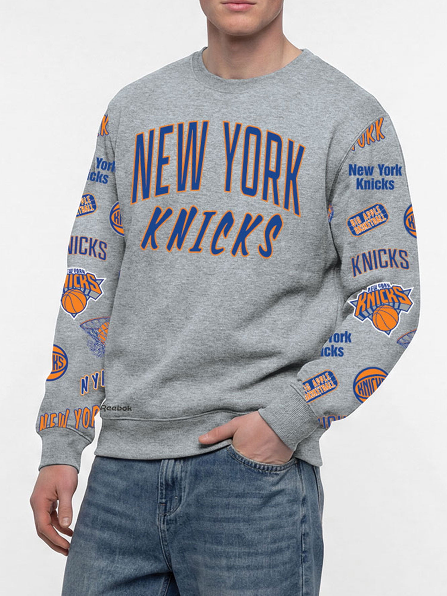New York Knicks Reebok Adult Gray Crew Neck Sweatshirt