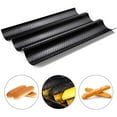 thumbnail image 2 of 3 Loaf Baguette Pan French Bread Baking Pan Nonstick Bake   Cooking Bakers Molding, 2 of 6