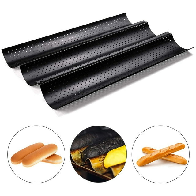 Molde antiadherente para hornear Pan francés, molde para hornear tostadas, moldeo para panaderos, 3 hogazas