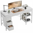 thumbnail image 2 of CONCETTA 55 inch Computer Desk with 6 Drawers & 2 Open Shelves, Modern Home Office Desk with Storage, Writing Study Desk for Bedroom, Workspace，White, 2 of 9
