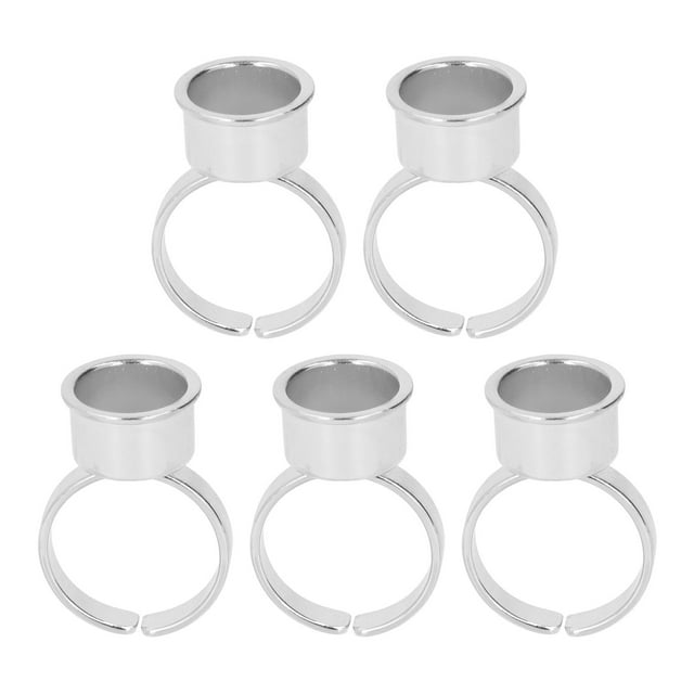 Tasse à Anneau, 5 Pcs Support de Colle pour Cils Réglable Ergonomique Sûr en Acier Inoxydable pour Microblading Or Rose, Or, Argent
