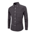 thumbnail image 2 of Aestivo Men's Button Down Collar Solid Shirt, Patch Pocket Casual Top, Slim Fit Long Sleeve Button-Down for Casual Work Officewear, Dark Gray S, 2 of 5