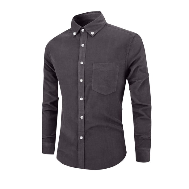 Blusa y camisa de manga larga con cuello vuelto para hombre, color liso, informal, a la moda, con bolsillos, manga larga, botones, cárdigan, sudadera con capucha, blusa de poliéster para hombre