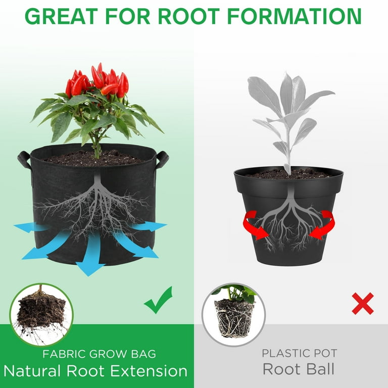 LotFancy Large Outdoor 5Pack 20 Gallon Grow Bags, Nonwoven Fabric Pots for  Garden Vegetable Planter - Walmart.com