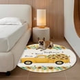 thumbnail image 3 of Round Rug 4ft Area Rug, Pastoral Sunflower Yellow Truck Area Rugs for Living Room Bedroom, Farm Bee Retro Plaid Floor Mat Non-Slip Non-Shedding Carpet Indoor Accent Rugs, 3 of 9