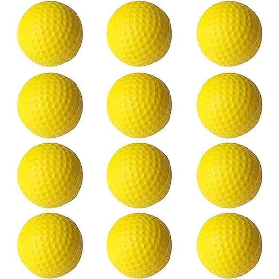 Athletic Works Foam Golf Practice Balls, 12 Count, Yellow – High-Impact Dimpled Balls with Mesh Bag for Indoor & Outdoor Training