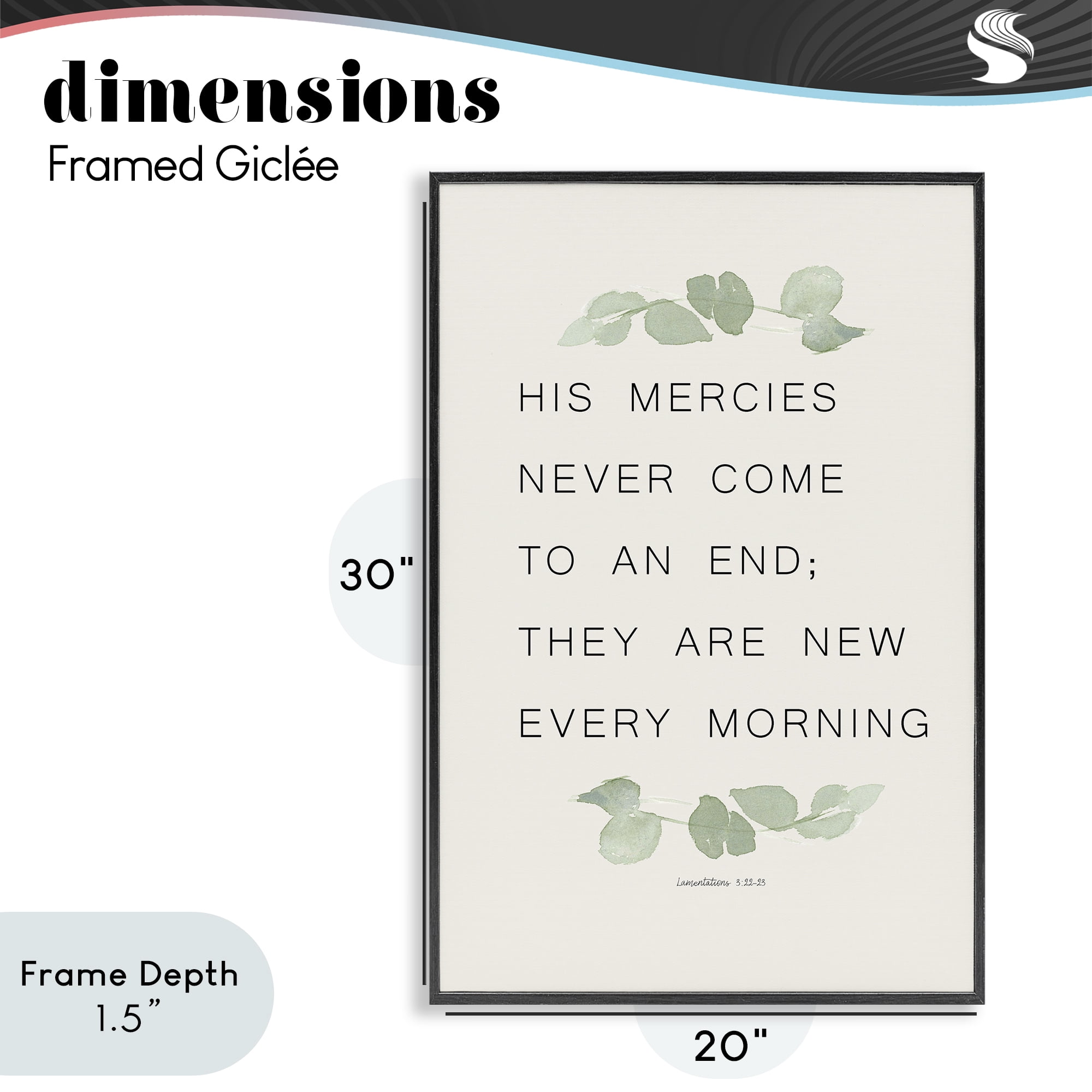 Stupell Industries Mercies New Every Morning Black Framed Giclee Art, design by Lucille Price
