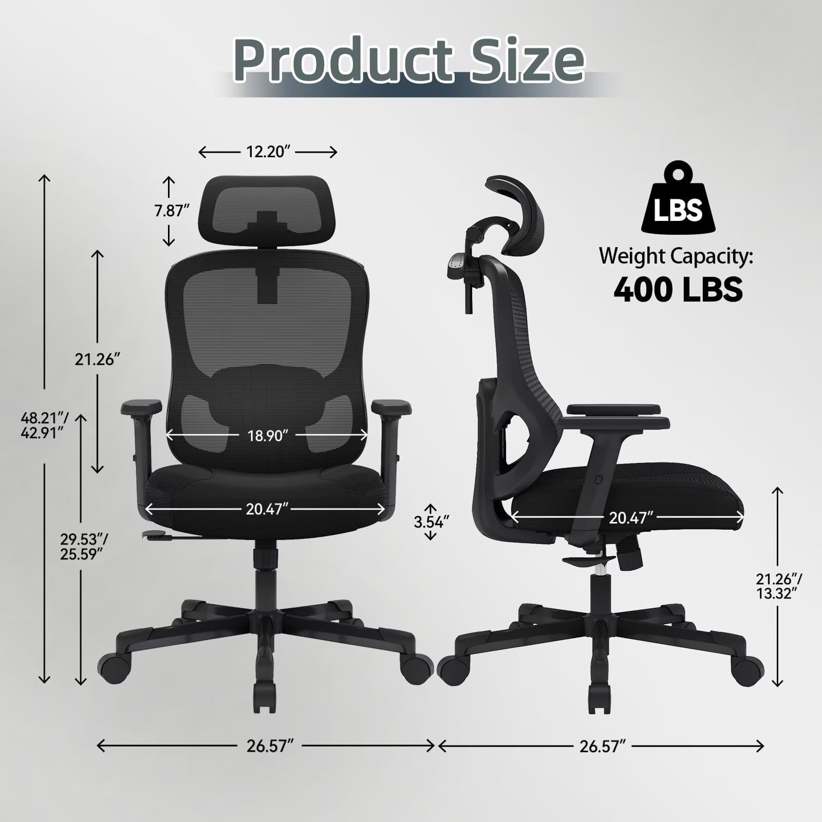Ergonomic Office Chair With adjustable Lumbar Support, Breathable Mesh, Rotating tilt Lock, Black