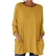 thumbnail image 1 of Tops de Manga Larga de las Mujeres Casual Color Sólido Cuello Redondo Suelto Encaje Superior con Bolsillo, Tops de Manga Larga de las Mujeres, 1 of 8
